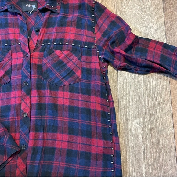 Rails Oversized Plaid Flannel with Embellishments Bikergirl Punk Rock AA - Picture 2 of 4